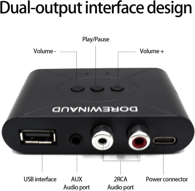 Alt view image 5 of 7 - Bluetooth 5.3 Audio Receiver for Home Stereo,AUX RCA to Bluetooth Adapter | Supports USB Flash Drive/ NFC One Key Connect/ Car Speaker/Wireless Headphones Receiving Mode for Bluetooth Devices