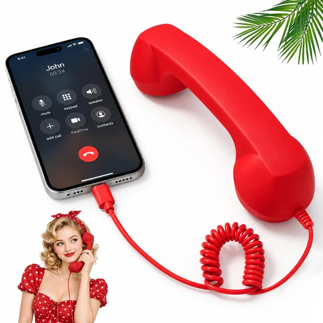 Main image of 2027 Upgraded Retro Phone Handset for Smartphones,Clear Sound Quality Type-C Vintage Wired Plug in Handheld Cell Phone Receiver with Microphone,Office Desk Accessory,Plug in and Talk
