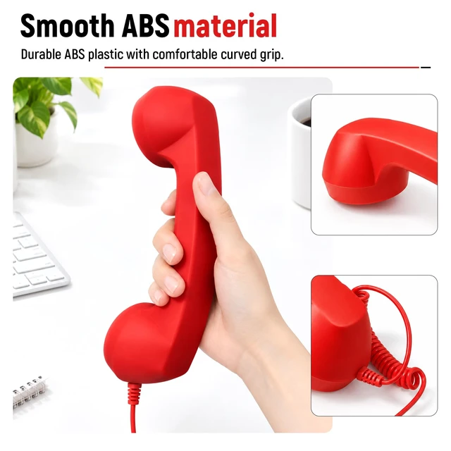 Alt view image 5 of 6 - 2027 Upgraded Retro Phone Handset for Smartphones,Clear Sound Quality Type-C Vintage Wired Plug in Handheld Cell Phone Receiver with Microphone,Office Desk Accessory,Plug in and Talk