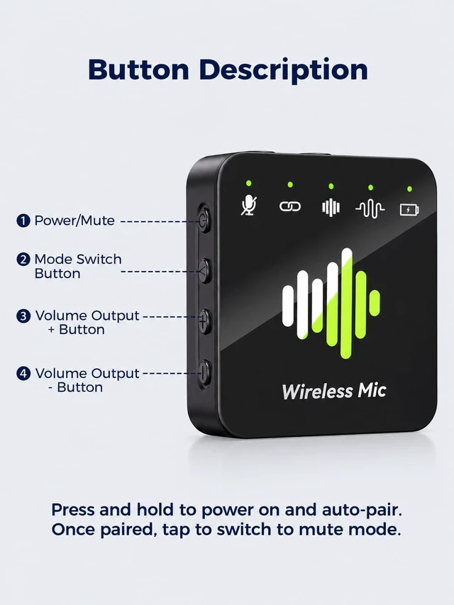 Alt view image 2 of 7 - Wireless Lavalier Microphone: Dual Mics for iPhones Android Interview Vlog | Low-latency real-time monitoring. One-click mute, wind-proof and noise reduction to cope with complex environments.