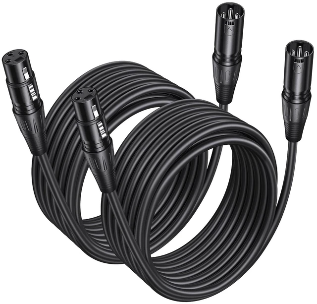 Main image of 2-Pack Premium XLR Cable - 25ft, Male to Female Microphone Cable | Oxygen-Free Copper (OFC) Mic Cord for Speaker Podcast Audio Mixer DMX Effector Amplifier Sound Card, Black