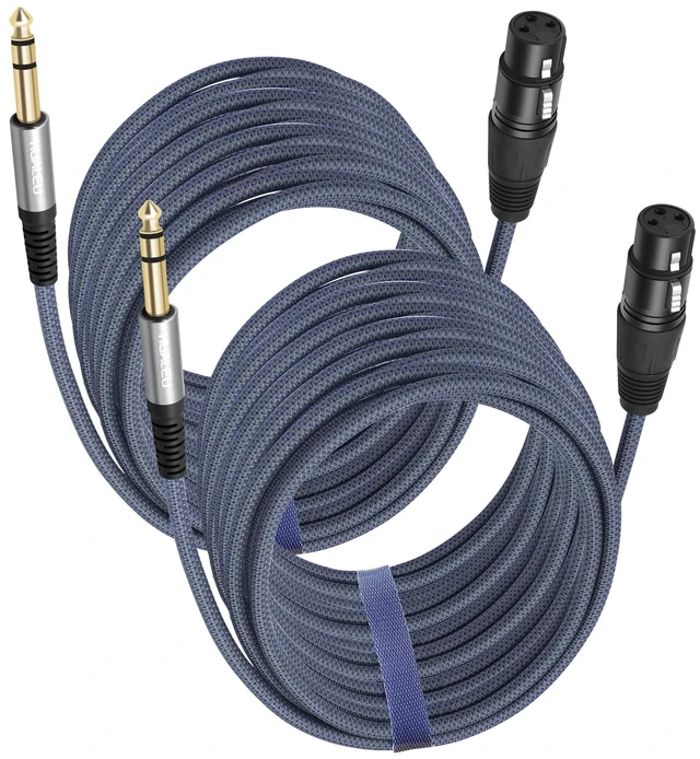 Main image of 25FT 1/4 TRS Male to 3Pin XLR Female Microphone Cable,6.35mm TRS to XLR Female Braid Quarter inch Balanced Cable for Mixer Microphone Active Speakers-2 Pack
