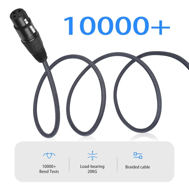 Alt view image 3 of 7 - 25FT 1/4 TRS Male to 3Pin XLR Female Microphone Cable,6.35mm TRS to XLR Female Braid Quarter inch Balanced Cable for Mixer Microphone Active Speakers-2 Pack