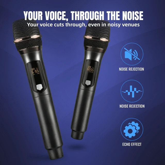 Alt view image 2 of 7 - Wireless Karaoke Microphone, Rechargeable Wireless Microphone System for Singing and Karaoke, 2.4G Handheld Wireless Microphones with Type-C Charging, 500 ft Range, 6.35mm/3.5mm Mic Input