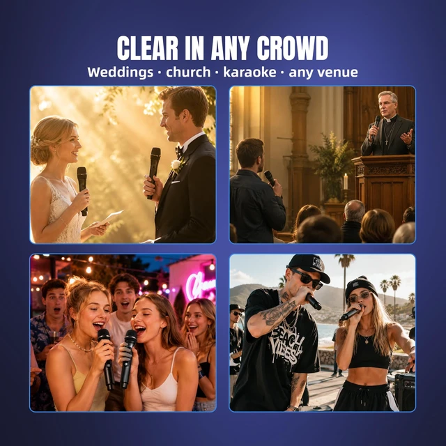 Alt view image 7 of 7 - Wireless Karaoke Microphone, Rechargeable Wireless Microphone System for Singing and Karaoke, 2.4G Handheld Wireless Microphones with Type-C Charging, 500 ft Range, 6.35mm/3.5mm Mic Input