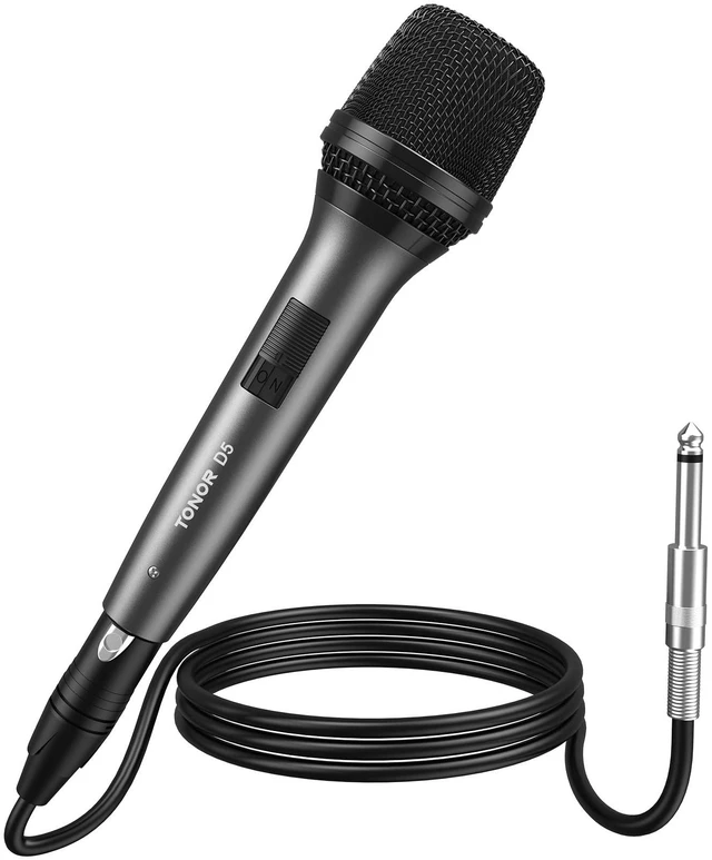 Main image of Professional Vocal Microphone for Singing, Dynamic Wired Karaoke Mic | Handheld Cardioid Microfono with 450 cm/157inch XLR to 1/4" Cable, for Speakers, Studio Mixer, Amp, for Speech, Party, D5