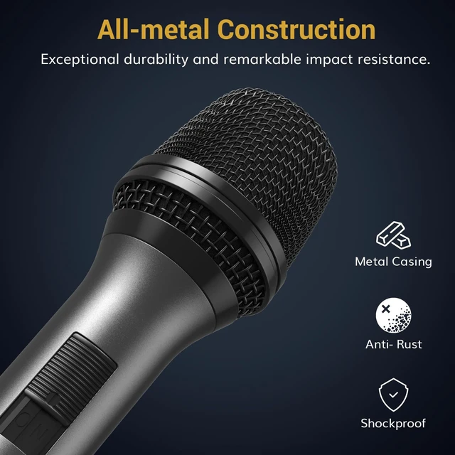 Alt view image 3 of 7 - Professional Vocal Microphone for Singing, Dynamic Wired Karaoke Mic | Handheld Cardioid Microfono with 450 cm/157inch XLR to 1/4" Cable, for Speakers, Studio Mixer, Amp, for Speech, Party, D5