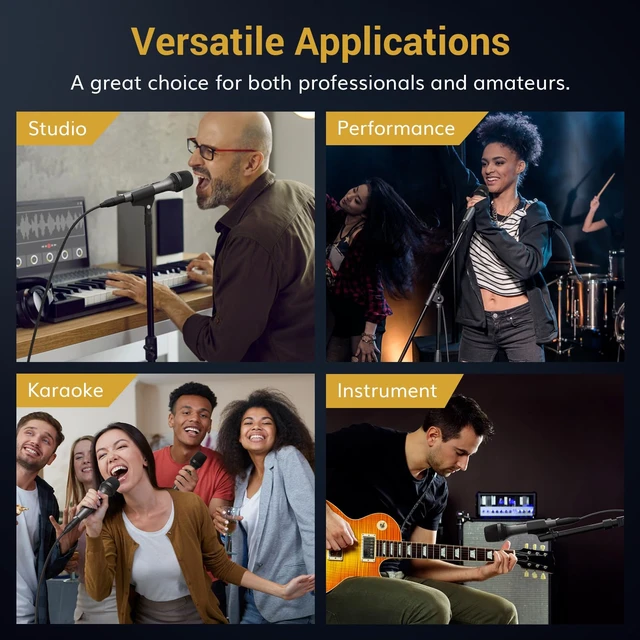 Alt view image 7 of 7 - Professional Vocal Microphone for Singing, Dynamic Wired Karaoke Mic | Handheld Cardioid Microfono with 450 cm/157inch XLR to 1/4" Cable, for Speakers, Studio Mixer, Amp, for Speech, Party, D5