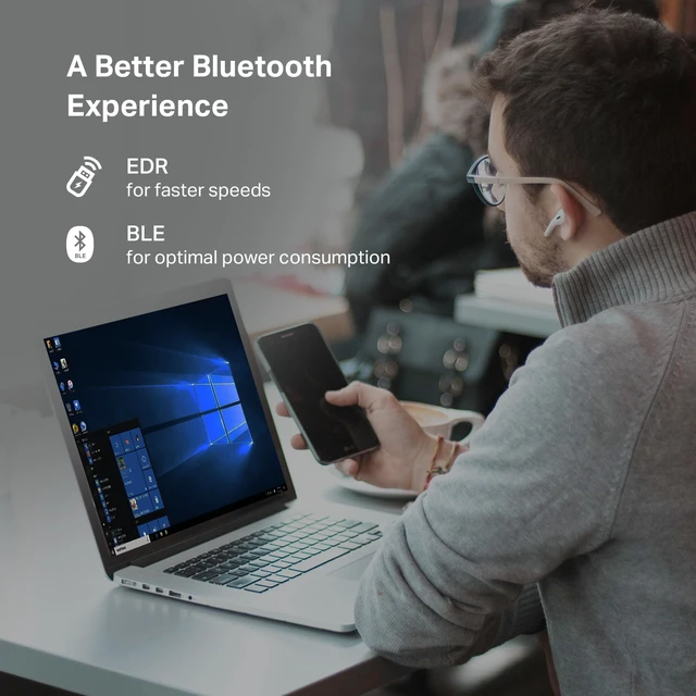 Alt view image 6 of 7 - USB Bluetooth Adapter for PC - Bluetooth 5.4 USB Dongle Receiver | Plug and Play, Nano Design, EDR & BLE, Supports Windows 11/10/8.1/7 for Desktop, Laptop, Keyboard, Mouse, etc (UB500