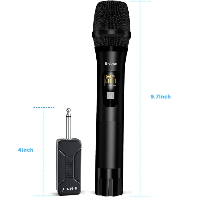 Alt view image 7 of 7 - Wireless Microphone, Dynamic Microphone with Rechargeable Receiver | Auto Connect,All Metal Design,160ft Range,Cordless Mic for Karaoke Machine,Amplifier Speaker,Mixer,iPhone,Camera, Interview