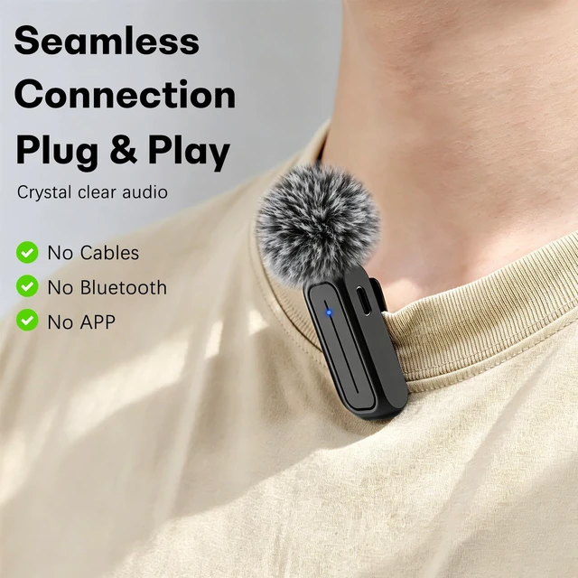 Alt view image 3 of 7 - Wireless Mini Microphone for iPhone, Android Phone - Lavalier Lapel Mic for Audio Video Recording - Clip on Content Creator Microphones for YouTube Tiktok Podcast(with Charging Case)