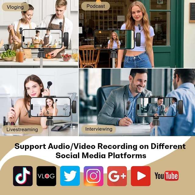 Alt view image 6 of 7 - Wireless Mini Microphone for iPhone, Android Phone - Lavalier Lapel Mic for Audio Video Recording - Clip on Content Creator Microphones for YouTube Tiktok Podcast(with Charging Case)