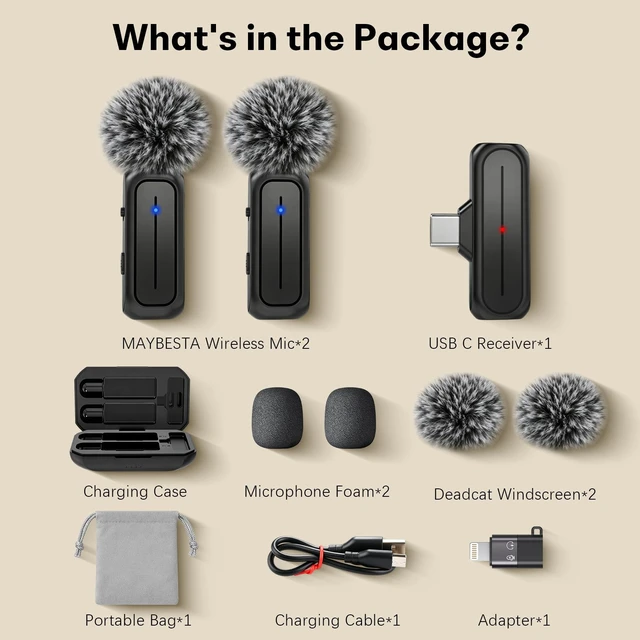 Alt view image 7 of 7 - Wireless Mini Microphone for iPhone, Android Phone - Lavalier Lapel Mic for Audio Video Recording - Clip on Content Creator Microphones for YouTube Tiktok Podcast(with Charging Case)