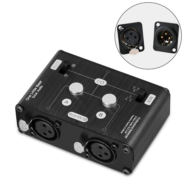 Alt view image 7 of 7 - 2 Way XLR Balanced Stereo Audio Switcher Passive A/B Mini Switch Box Mixer Sound Splitter (KN102, 2-IN-1-OUT)