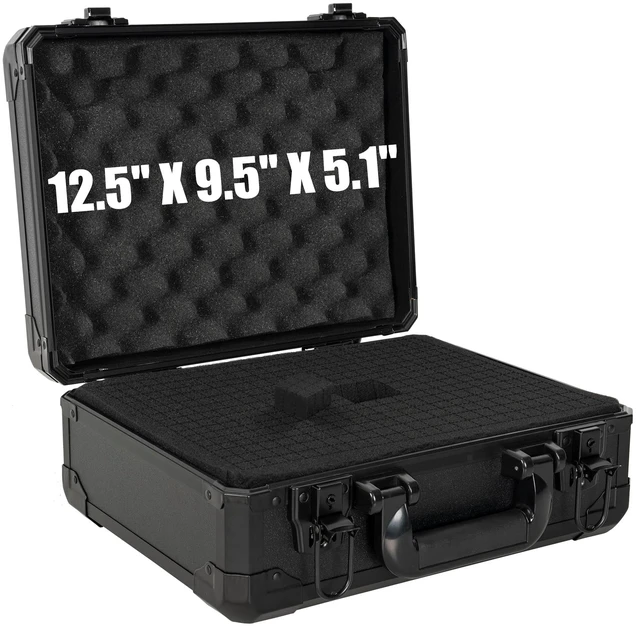 Main image of 13 Inch Hard Carrying Storage Case | Ideal for Microphone & Camera Gear Transportation, DJ Mixer Case with Customizable Pre-Diced Foam, 13 X 10 X 5.5 Inch, Black