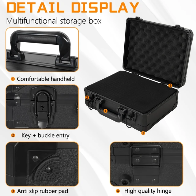 Alt view image 2 of 7 - 13 Inch Hard Carrying Storage Case | Ideal for Microphone & Camera Gear Transportation, DJ Mixer Case with Customizable Pre-Diced Foam, 13 X 10 X 5.5 Inch, Black