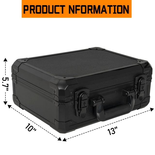 Alt view image 5 of 7 - 13 Inch Hard Carrying Storage Case | Ideal for Microphone & Camera Gear Transportation, DJ Mixer Case with Customizable Pre-Diced Foam, 13 X 10 X 5.5 Inch, Black