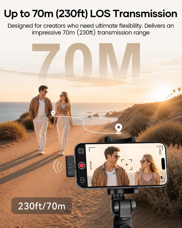 Alt view image 3 of 7 - Wireless Microphone for iPhone iPad Android PC, 2 Pack lavalier microphone | Wireless Mic with 48kHz/24-Bit,Noise Cancellation,Plug and Play Mini Microphone for Video Recording Podcast YouTube Vlog