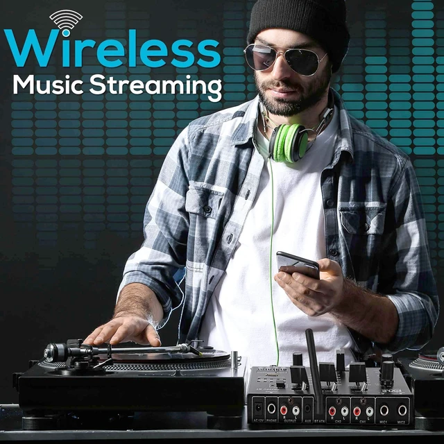 Alt view image 2 of 7 - 3-Channel Professional DJ Mixer w/ Bluetooth - Dual Balanced Mic Inputs w/ Talkover, USB-A MP3 Player, Phono/Line In, CUE Monitor, Crossfader, LED Display for Mobile DJ, Karaoke, Events - PMX8BU