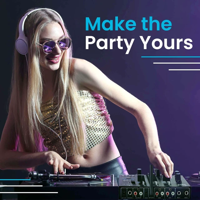 Alt view image 7 of 7 - 3-Channel Professional DJ Mixer w/ Bluetooth - Dual Balanced Mic Inputs w/ Talkover, USB-A MP3 Player, Phono/Line In, CUE Monitor, Crossfader, LED Display for Mobile DJ, Karaoke, Events - PMX8BU