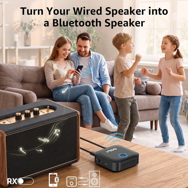 Alt view image 6 of 7 - Optical Bluetooth Transmitter Receiver for TV, Wireless Audio Adapter | Bluetooth 5.3 adapter for TV/PC, aptX Adaptive HD Low Latency, Dual Link, Volume Control, Optical & 3.5mm AUX Input/Output
