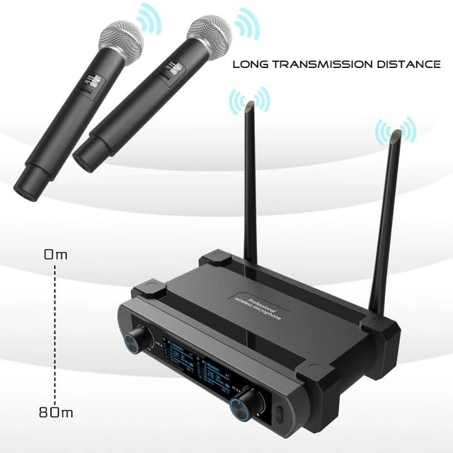 Alt view image 4 of 5 - 2 Wireless Microphone System Range 300 ft | Ideal for Church, Karaoke, Dj Party