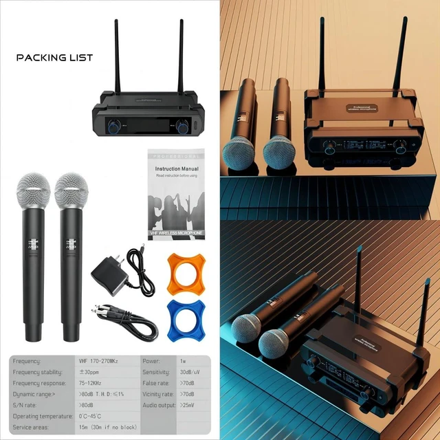 Alt view image 5 of 5 - 2 Wireless Microphone System Range 300 ft | Ideal for Church, Karaoke, Dj Party