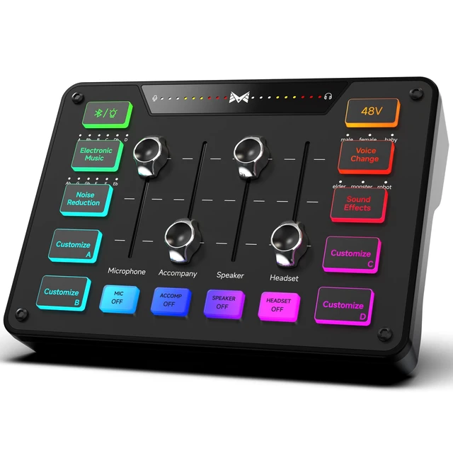 Main image of Gaming Audio Mixer for Streaming, XLR Mixer with Noise Reduction | Easy Hands-On Mixing with 48V XLR Support, Bluetooth Audio, Voice Effects, Sound Pads and RGB for Gaming and Streaming