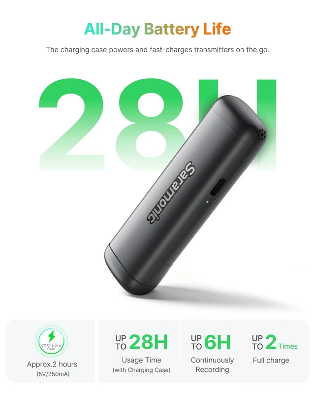 Alt view image 6 of 7 - Air SE Wireless Mini Microphone for iPhone 17/16/15 & Android, 48kHz/24-bit, AI Noise Cancellation, Clip on Content Creator Microphones for Interview YouTube TikTok Vlogging (2TX + USB-C RX)
