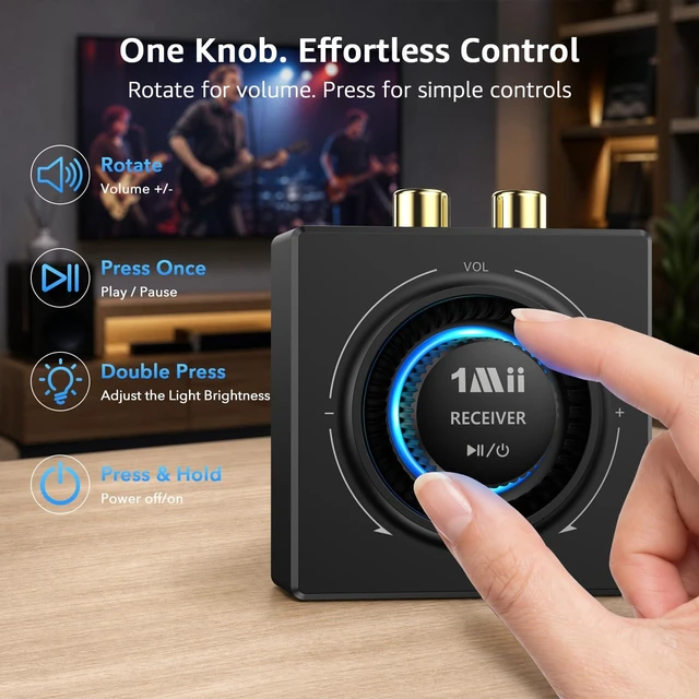 Alt view image 5 of 7 - 2.4GHz Wireless RCA Audio Transmitter Receiver (1 TX + 1 RX) for TV | Wireless Audio Adapter with Volume Control Knob, 262ft, 25ms Low Latency