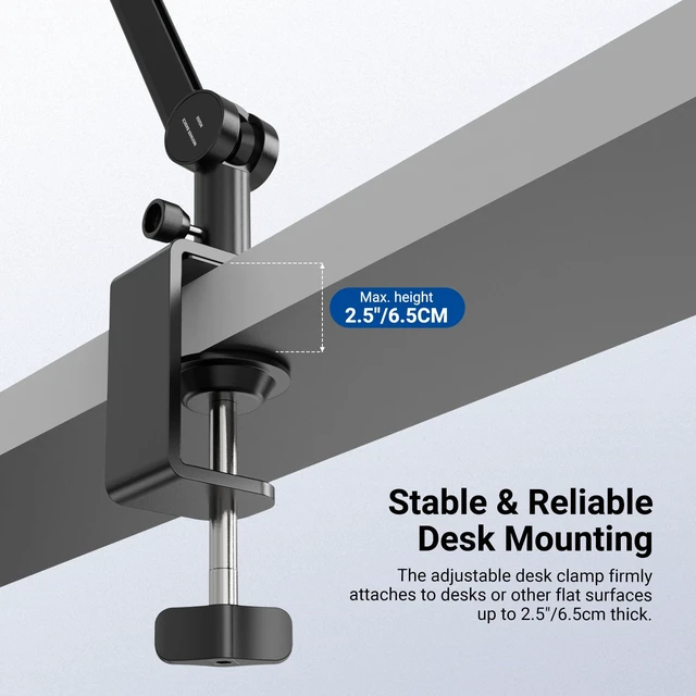 Alt view image 4 of 7 - NEEWER BASICS MS050 Microphone Boom Arm, 31" Flexible Mic Desk Stand Mount | Compatible with Blue Yeti FIFINE AM8 K669B HyperX Quadcast S Solocast AT2020 Shure SM7B MV7, for Gaming Streaming Recording