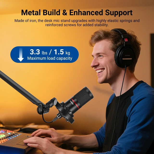 Alt view image 5 of 7 - NEEWER BASICS MS050 Microphone Boom Arm, 31" Flexible Mic Desk Stand Mount | Compatible with Blue Yeti FIFINE AM8 K669B HyperX Quadcast S Solocast AT2020 Shure SM7B MV7, for Gaming Streaming Recording