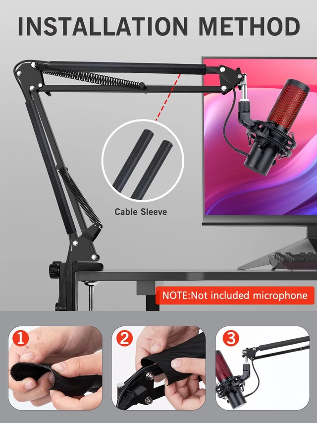 Alt view image 6 of 7 - For HyperX QuadCast 2 Boom Arm - Mic Arm Compatible with Hyper x QuadCast, Microphone Boom Arm with Cable Ties, Improve Sound Quality, Mic Boom Arm for Hyperx QuadCast