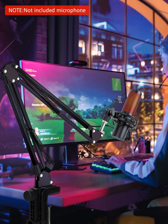 Alt view image 7 of 7 - For HyperX QuadCast 2 Boom Arm - Mic Arm Compatible with Hyper x QuadCast, Microphone Boom Arm with Cable Ties, Improve Sound Quality, Mic Boom Arm for Hyperx QuadCast