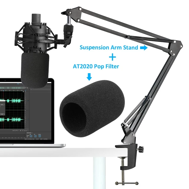 Alt view image 2 of 7 - Boom Arm for Audio-Technica AT2020/AT2040, Mic Arm with Foam Cover | Suspension Boom Scissor Arm Stand with Pop Filter, Desk Clamp, 3/8" to 5/8" Adapter