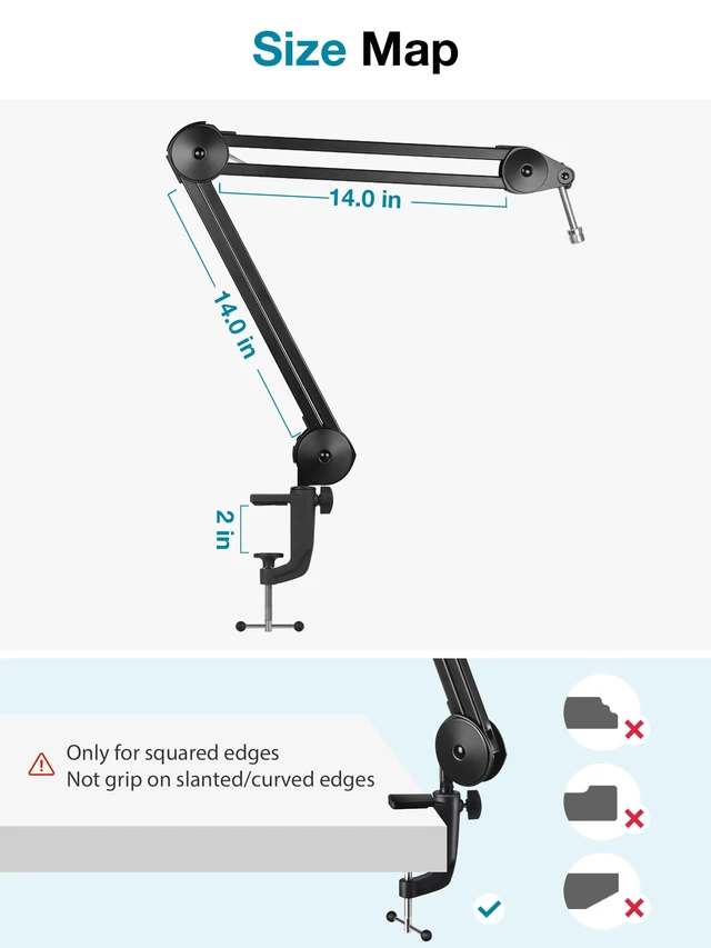 Alt view image 4 of 7 - Mic Arm Desk Mount Microphone Stand Boom Arm for Blue Yeti | For Hyper X QuadCast SoloCast Fifine, Silent, Professional, 3.5 lb Weight Capacity, 28" Extendable, Adjustable Angles