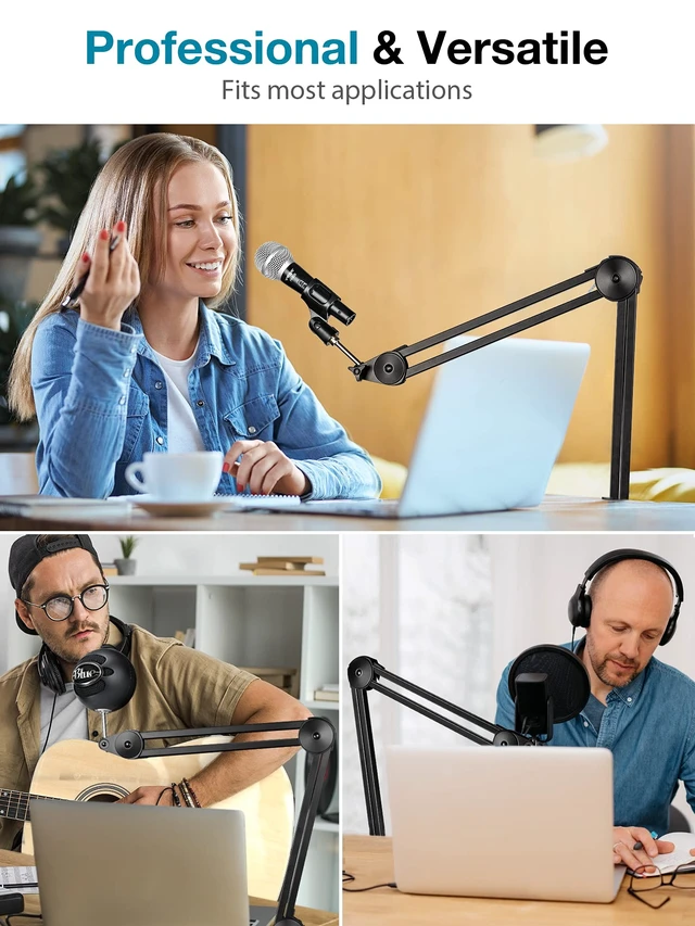 Alt view image 7 of 7 - Mic Arm Desk Mount Microphone Stand Boom Arm for Blue Yeti | For Hyper X QuadCast SoloCast Fifine, Silent, Professional, 3.5 lb Weight Capacity, 28" Extendable, Adjustable Angles