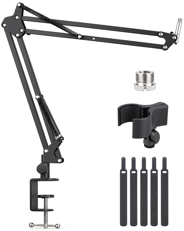 Main image of Boom Arm Mic Stand, Heavy Duty Scissor Suspension, Sturdy Clamp | for Recording, Podcasting, Gaming, Mic Arm Compatible with Blue Yeti, HyperX QuadCast, SM7B, Fifine and More