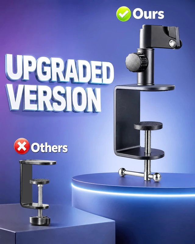 Alt view image 3 of 6 - Boom Arm Mic Stand, Heavy Duty Scissor Suspension, Sturdy Clamp | for Recording, Podcasting, Gaming, Mic Arm Compatible with Blue Yeti, HyperX QuadCast, SM7B, Fifine and More