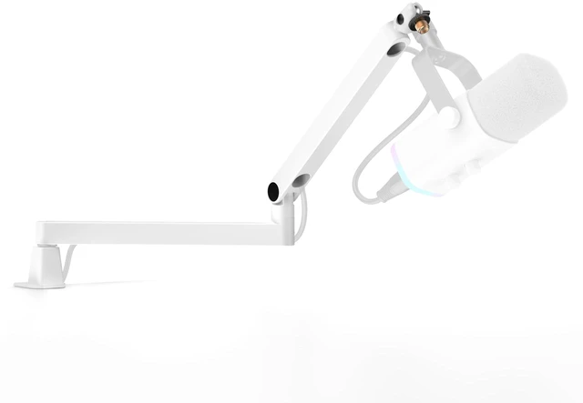 Main image of Low Profile Mic Arm Boom Arm Microphone Stand Desk Mount, White | Multiple Adapters, 3.3 lb Weight Capacity, Fit Blue Yeit Nano, Vibration Resistant, Adjustable Angle