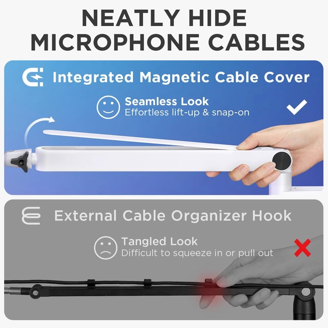 Alt view image 4 of 7 - Low Profile Mic Arm Boom Arm Microphone Stand Desk Mount, White | Multiple Adapters, 3.3 lb Weight Capacity, Fit Blue Yeit Nano, Vibration Resistant, Adjustable Angle