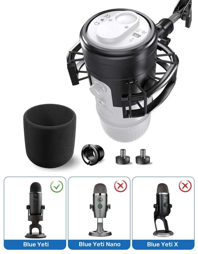Alt view image 4 of 7 - Custom Built Shock Mount with Pop Filter for Blue Yeti Microphones, Black | Metal Outer Ring, Anti-Vibration Suspension for Noise Reduction, Mount Compatible, Professional Studio Use