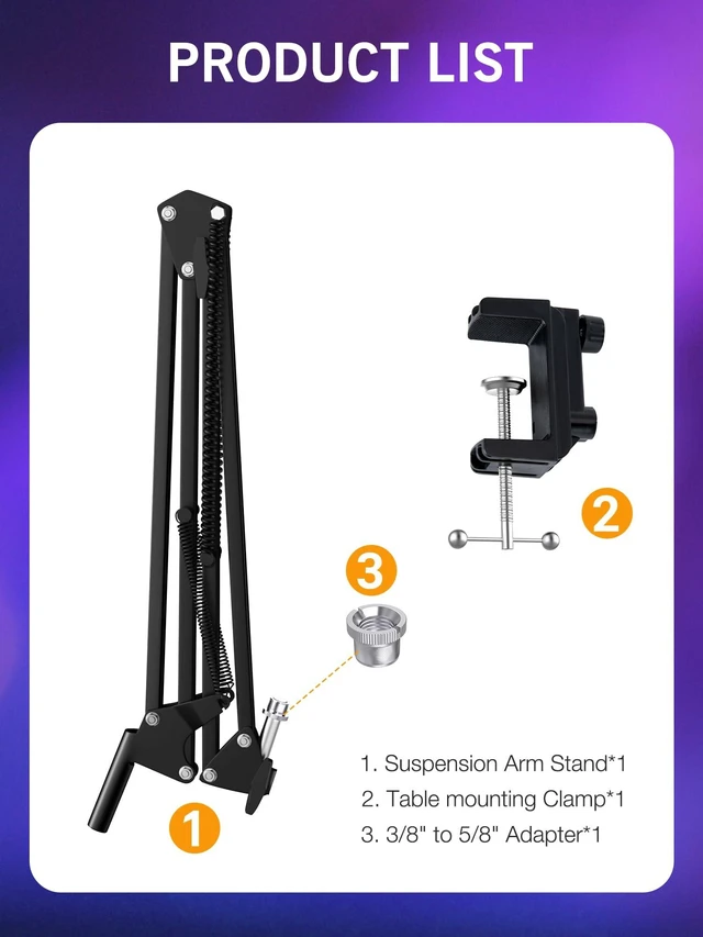 Alt view image 6 of 7 - SoloCast Boom Arm Mic Stand, Adjustable Suspension Boom Scissor Arm Stand Compatible with HyperX SoloCast 2 & 1 Gaming Microphone