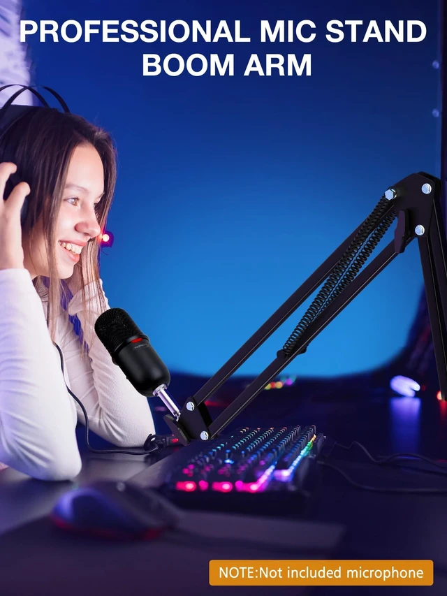 Alt view image 7 of 7 - SoloCast Boom Arm Mic Stand, Adjustable Suspension Boom Scissor Arm Stand Compatible with HyperX SoloCast 2 & 1 Gaming Microphone