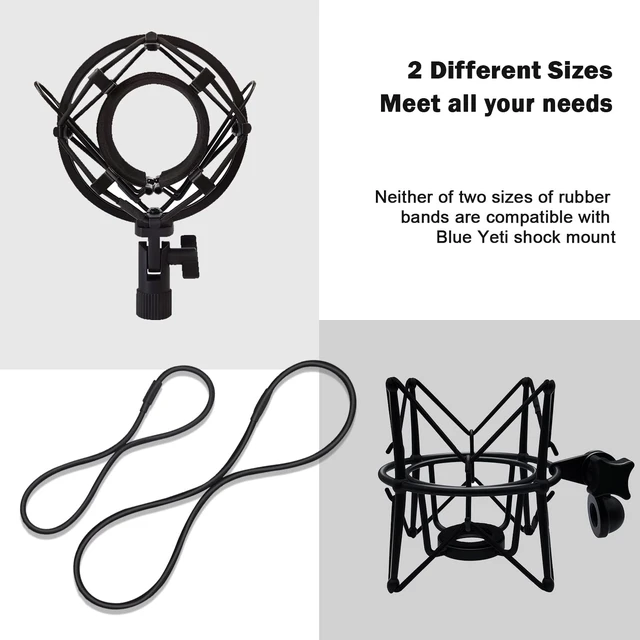 Alt view image 2 of 6 - Universal Elastic Bands Replacement, Anti-aging Rubber Ring for Microphone Shock Mount Holder Clamp Clip, Set of 4 (Black)