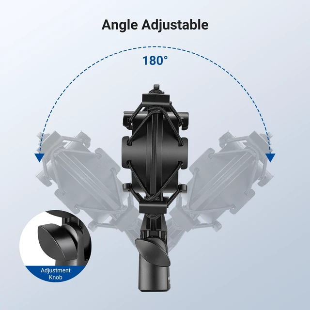 Alt view image 2 of 7 - Microphone Shock Mount, Mic Holder for Stand & Boom Arm with Elastic Ropes & 3/8" to 5/8" Screw Adapter, Fits Mics of 1.8" to 2" (46 to 50mm) Diameter, MS048