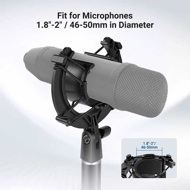 Alt view image 3 of 7 - Microphone Shock Mount, Mic Holder for Stand & Boom Arm with Elastic Ropes & 3/8" to 5/8" Screw Adapter, Fits Mics of 1.8" to 2" (46 to 50mm) Diameter, MS048