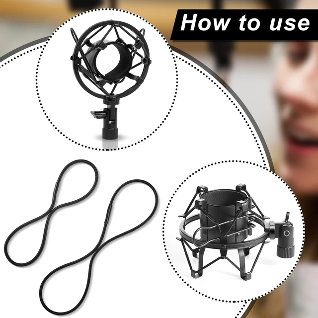 Alt view image 3 of 7 - 8 Pcs Black Microphone Shock Mount Rubber Ring | 2 Sizes, Universal Elastic Mic Shock Mount Bands, for Microphone Shock Mount Holder Clamp Clip