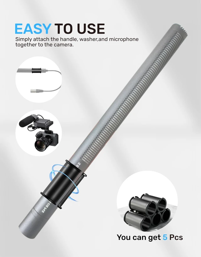 Alt view image 3 of 7 - Shotgun Microphone Shock Mount Rubber Sleeve, 5 Pack for Shotgun Mics | Compatible with Sony Camcorder FX3, FS7, FX6, FX8, FX9, NX80, FS5, Rode NTG, and Sennheiser MKH Shotgun Mics and More