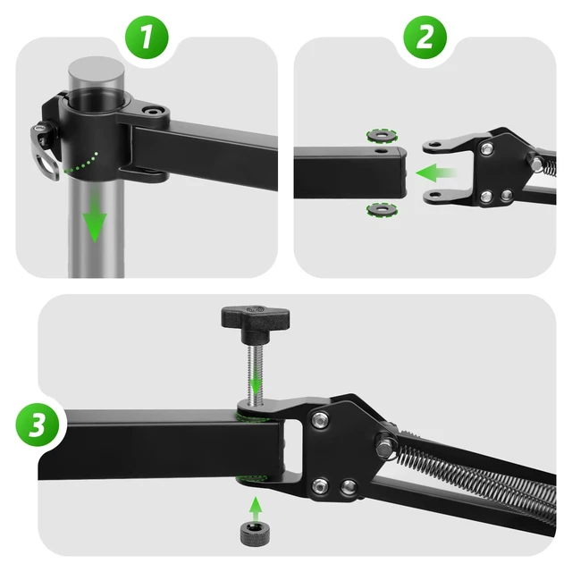 Alt view image 5 of 7 - Microphone Boom Arm Attachment, Additional Desk Mic Arm Add-On for Mic Stand Riser, Overhead Microphone Arm for Shure SM7B Blue Yeti HyperX QuadCast S and More